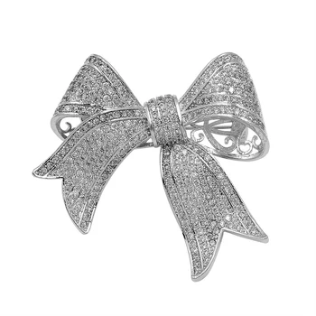

WEIMANJINGDIAN Top Quality Cubic Zirconia CZ Zircon Bow Brooches in Silver Color or Gold Color for Wedding or Party