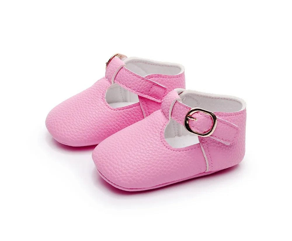 Принцессы балетная обувь на высоком каблуке с Т-образным ремешком в стиле для новорожденных в стиле «Мэри Джейн» туфли из искусственной кожи, для детей обувь для девочек мягкая подошва, которые делают первые шаги; для детей 0-18 месяцев