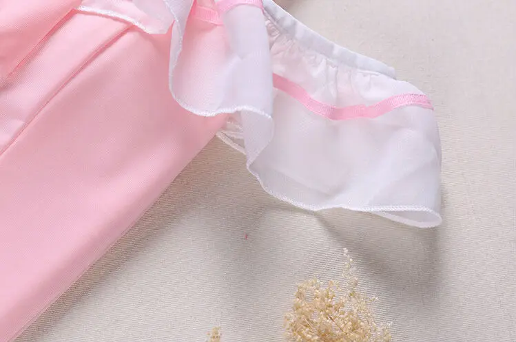 Japanese Soft Girl Sweey Style White Ruffles Kawayii Pink Bodysuits With Bowknot Sexy Sleeveless Bodycon Beach Swimwear Women6