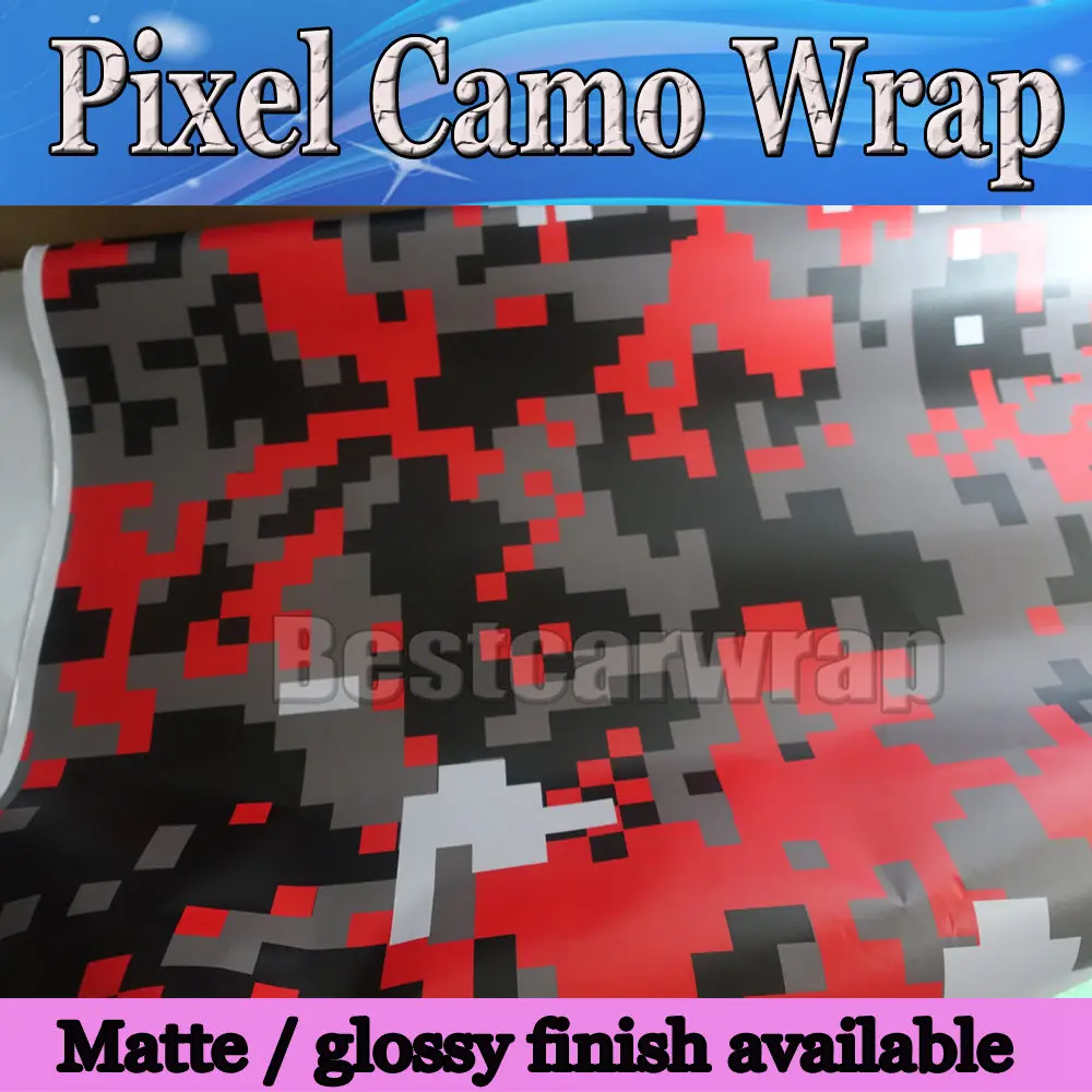 Red Digital Camo Vinyl Car Boat Vehicle Wrap Film With Air Free Red