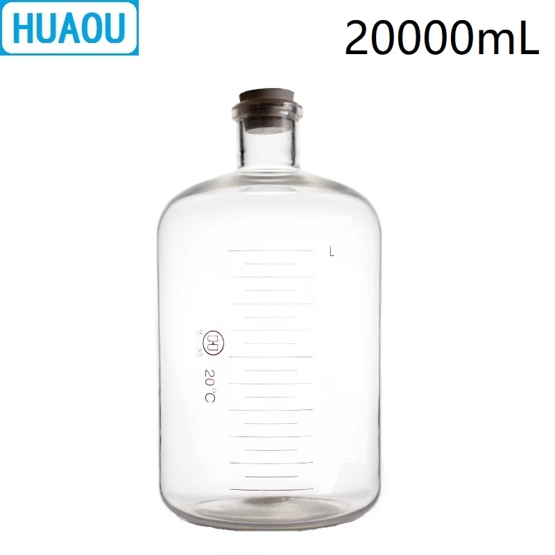 Стеклянная бутылка сыворотки HUAOU 20000 мл узкая горловина 20л с выпускной и