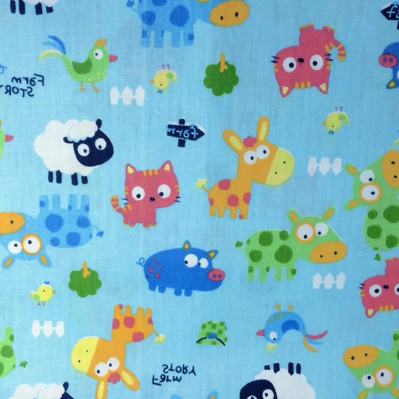 1 piece 40*50cm 100% Cotton Happy Farms Cartoon Printed Fabric Tilda