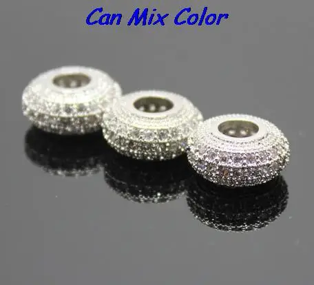 

12mm Mosaic hotaale Zircon pave spacer findings Boutique Micropave Round Shape Beads Zircon micro inlay Brass crystal