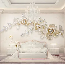 Пользовательские 3D ткани текстильные обои для стен матовый шелк для гостиной фрески цветок с бриллиантами роскошный Европейский фон
