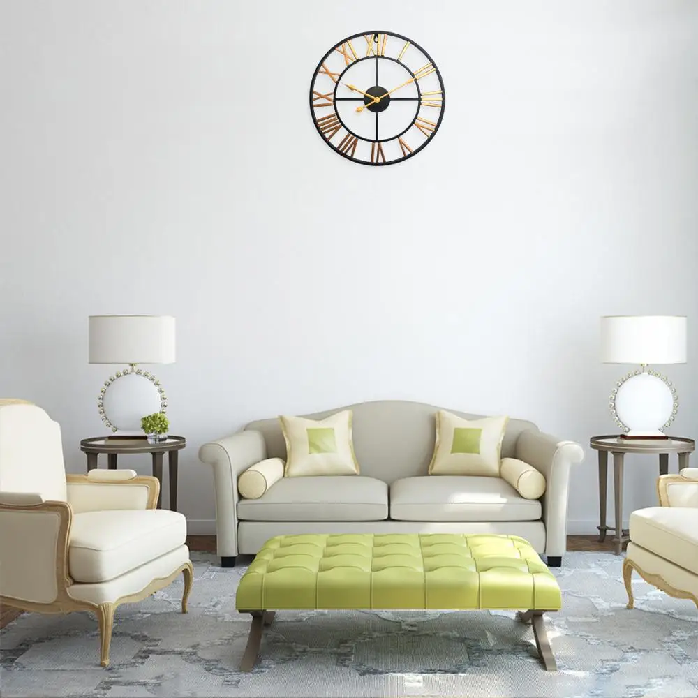 

Wall Clock Quartz Modern Design Retro Iron Art Clock Three-Dimensional Roman Numerals Silent Wall Clocks Home Decor