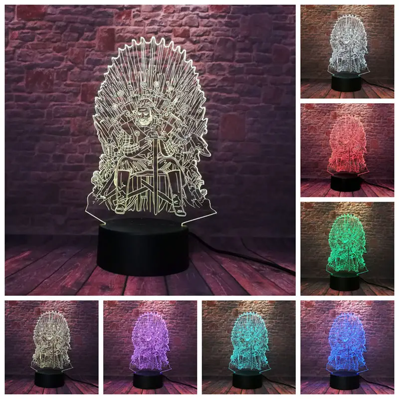 

Luminous 3D Illusion Nightlight Colorful Glow in the Dark Figuras Game of Thrones Eddard Stark Figure Light-up Toys