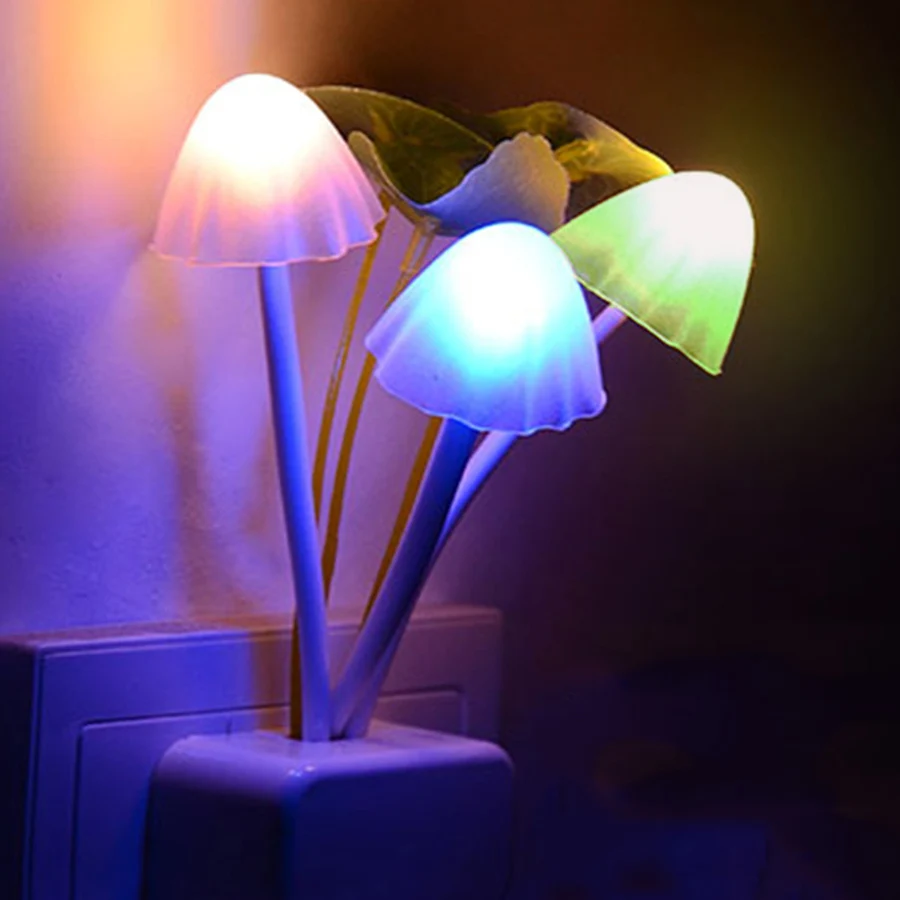 Thrisdar EU US Plug Mushroom LED Wall Lamp Novelty Fungus LED Night ...