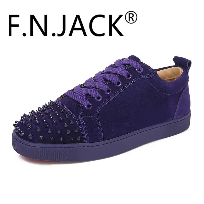 

Men's FNJACK Suede Leather Louis Junior Studed Sneakers Fashion Brand Shoes