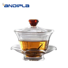 150 мл Короткие прозрачные стеклянные чайные пиалы с крышкой набор блюдец для офиса сделать чай посуда ручной работы Gaiwan жаростойкий чайник подарки