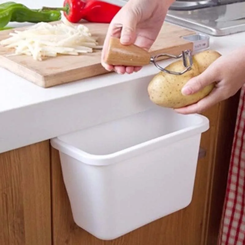 

High Quality Kitchen Trash Can Desktop Cupboard Door Kitchen Rubbish Garbage Plastic Storage Box
