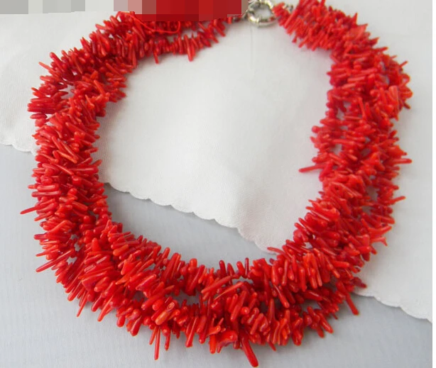 

Beautiful Amazing 17" 7MM 5Strands Dendritic Coral Necklace