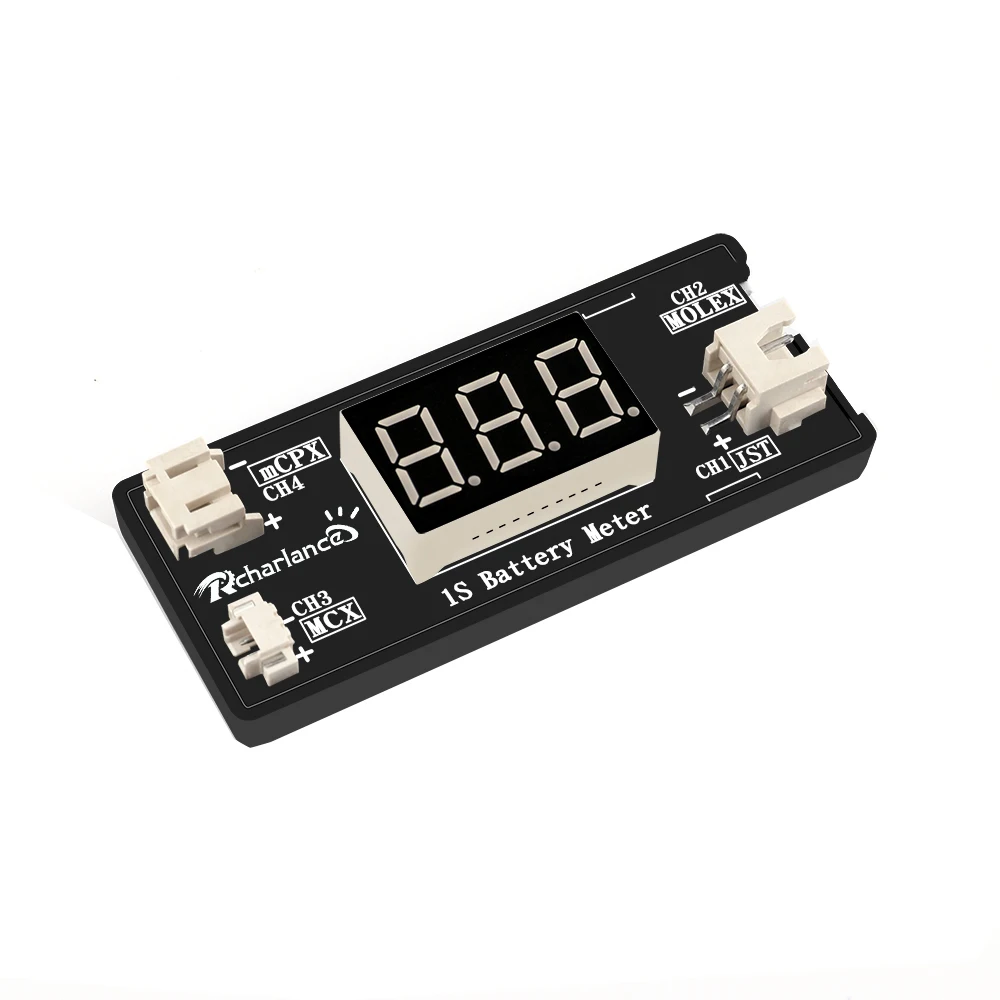 1S LiPo Battery Voltage Meter Tester with JST MCX PH 2.0 Micro Losi Connectorin Voltage Meters