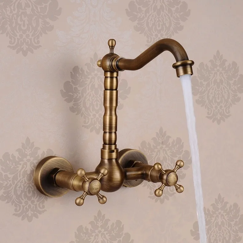 Free Shipping Promotion Wall Mounted Antique Brass Bathroom Basin