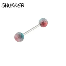SHUANGR для женщин и мужчин рок личность вибрирующий язык кольцо пирсинг ювелирные изделия с 2 шариками пробки и туннели ювелирные изделия для тела