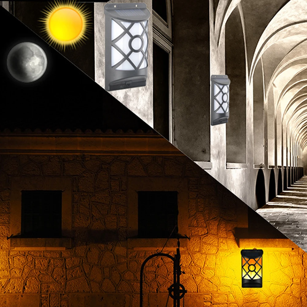 

Solar Wall Lights LED Flame Effect Fire Light Bulb 2W SMD2835 Flickering Decorative Flame Lamp Fashion Creative Home Use