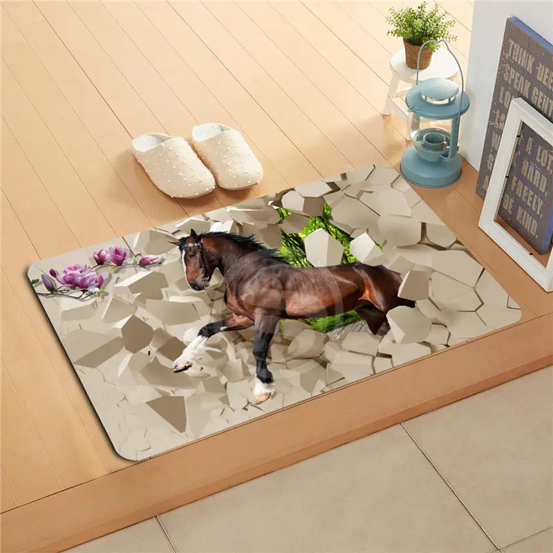 Buy U n37 Custom Galloping horses 3D Doormat Home