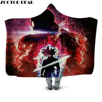 

Dragon Ball 3D Print Wearable Hooded Blanket Anime Fleece Throw Blanket Travel Fashion Bedding Plush Bedspread Sherpa Blanket