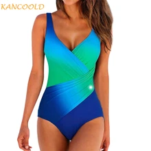 KANCOOLD, женская одежда, сексуальная, размера плюс, купальник, женский, градиентный цвет, слинг, открытая спина, цельный костюм, пуш-ап, летний, пляжный купальник