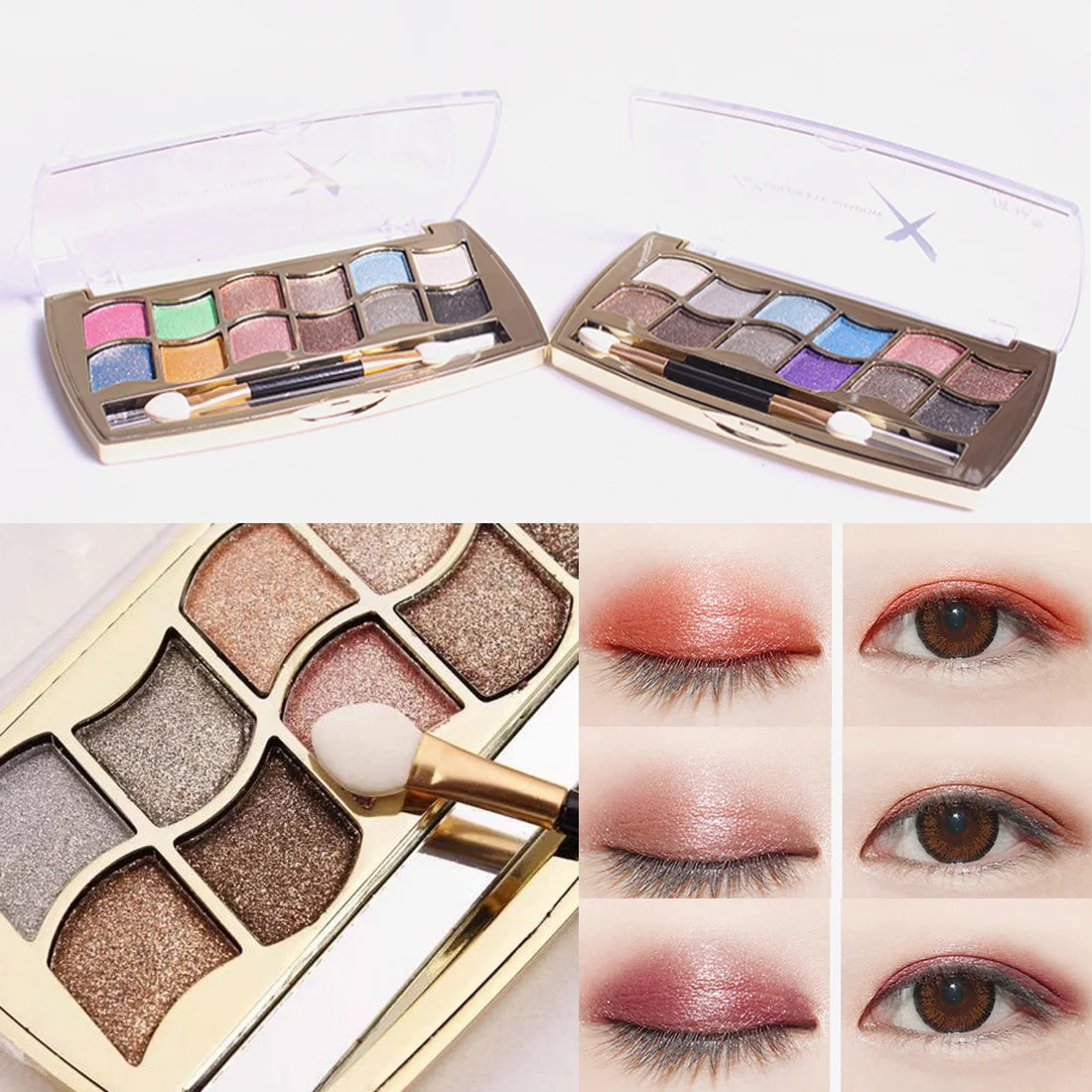 12 Colors Professional Eyeshadow Palette Gold Smoky Cosmetics Makeup