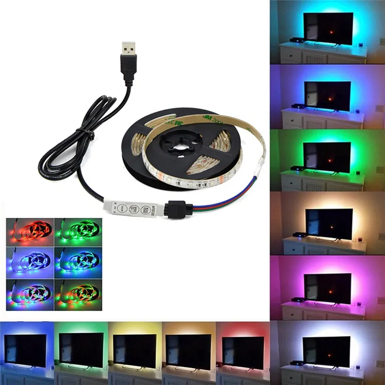 

USB Rgb LED Strip Lamp under cabinet light SMD 2835 5V USB Power TV Desktop PC Screen Backlight & Bias lava lamp luminaria