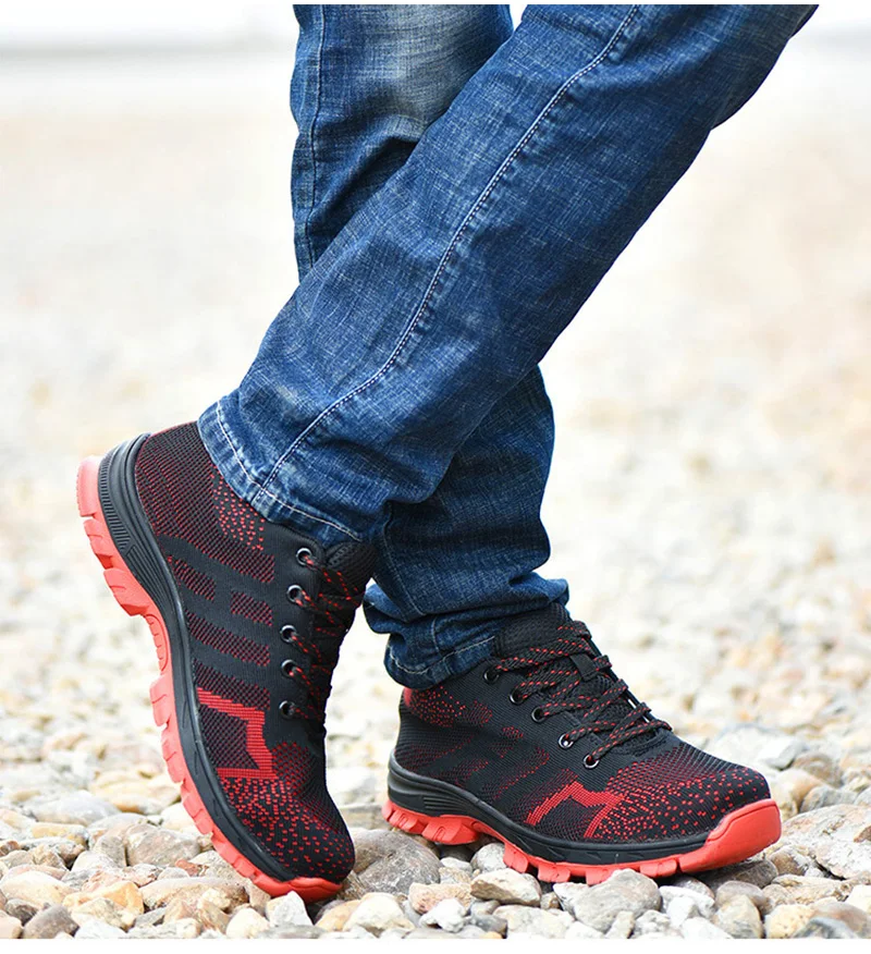 Men's Breathable Steel Toe Cap Safety Shoes Men High Quality Outdoor Antislip Steel Puncture Proof Construction Boots Work Shoes (14)