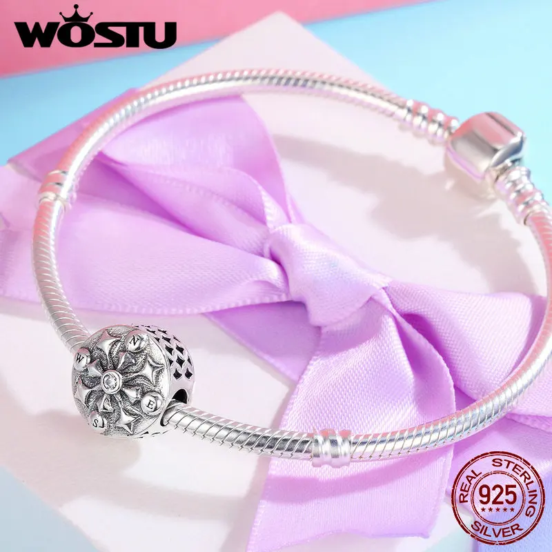 WOSTU Authentic 100% 925 Sterling Silver Compass Arrow Geometric Charm Beads fit Charm Bracelets Women DIY jewelry FIC278