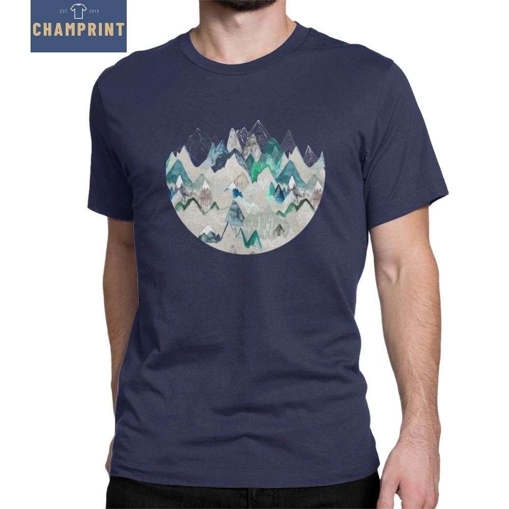 

Call Of The Mountains T-Shirt for Men Hiking Hiker T Shirt Nature Novelty Round Neck Short Sleeve Clothes Cotton Graphic Tees