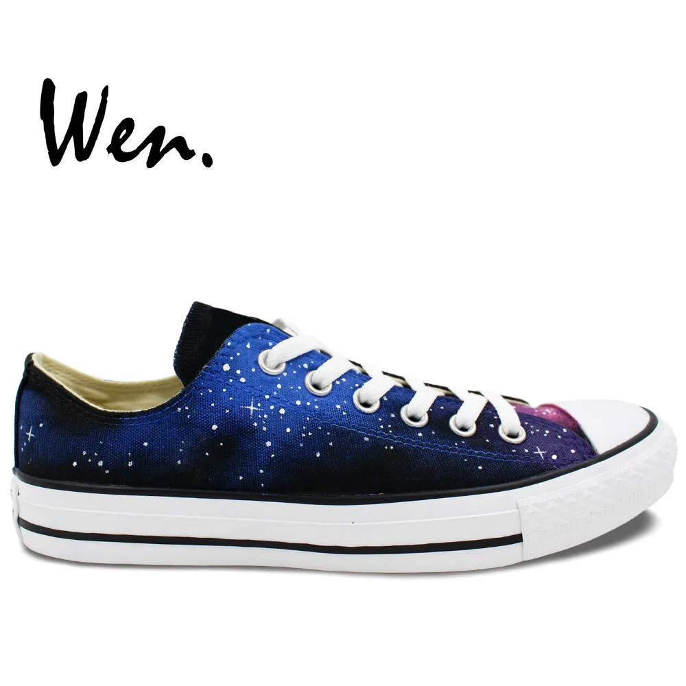 Wen Original Design Custom Hand Painted Shoes Blue Galaxy Starlight