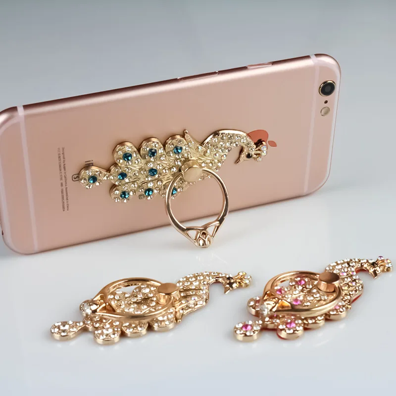

For iPhone iPad for all Smart Phone Beautiful peacock shape Luxury 360 Degree Finger Ring Mobile Phone Smartphone Stand Holder