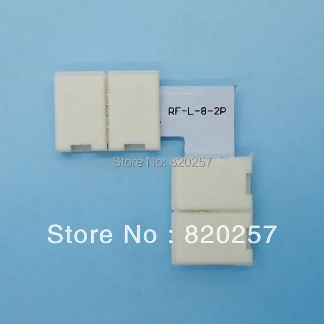 

Free shipping 20pcs lot 8mm width 2pin led connectors L shape without soldering for 8mm single color strip