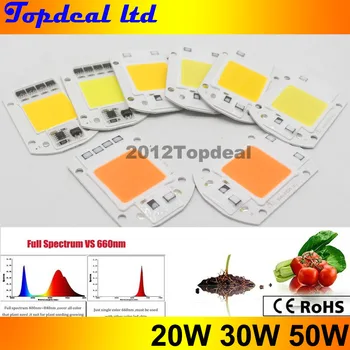 

10pcs/lot 220V 20W 30W 50W LED Floodlight COB Chip, Integrated Smart IC Driver warm white cool white full specturm 380-840nm