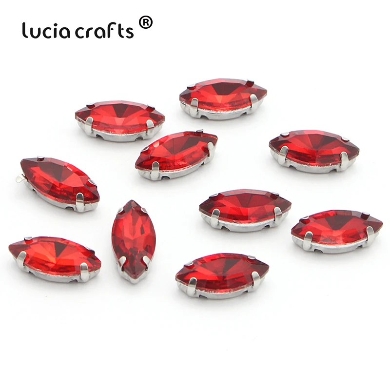 Lucia crafts 20 шт./лот 7*15 мм Овальный конский глаз из хрустального стекла пришивные