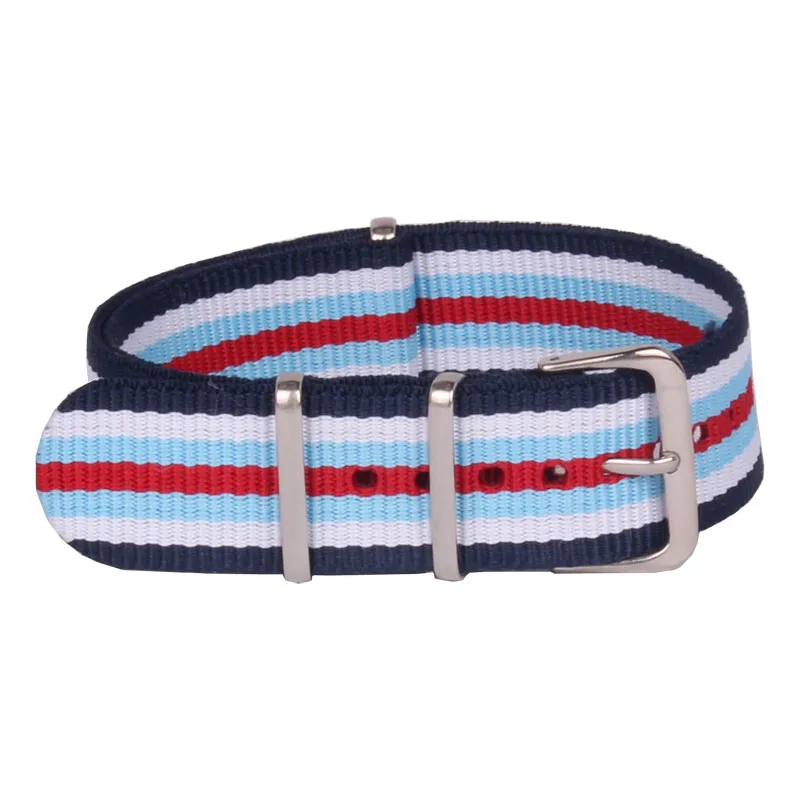 

18mm Nato Cambo Light Color Blue Red Stripe Casual Nylon Fabric Woven Watch watchband Strap Band Buckle belt 18 mm Girl Women