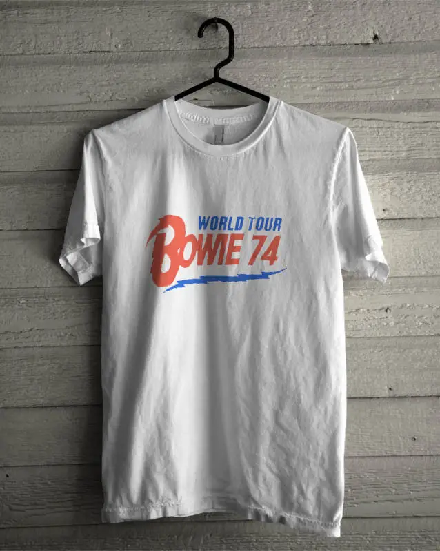 

Vintage Tee Shirt David Bowie World Tour Bowie 74 Reprint Men Brand Printed 100% Cotton T shirt Tricolor top tee