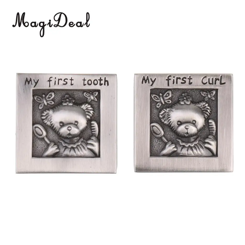 Zinc Alloy Bear My First Tooth and Curl Cabinet Infant Toddlers Baby Shower Christening Novelty Birthday Gift Favor