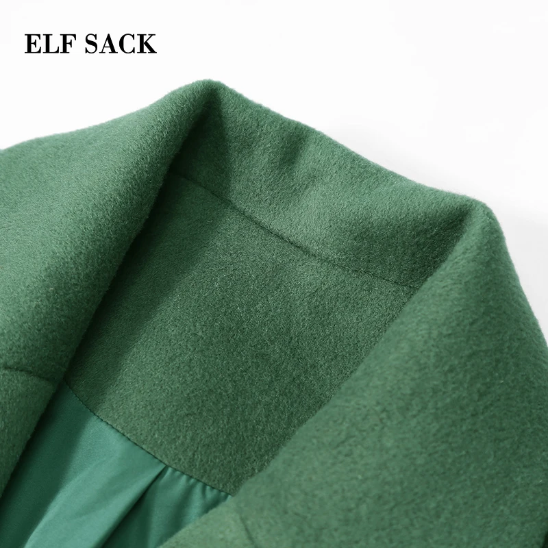 Женское шерстяное пальто ELFSACK Осеннее однотонное из 31.7% шерсти с отложным