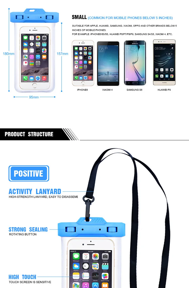 Открытый плавательный Универсальный подводный чехол сотовые телефоны водостойкая сумка для iphone X 6 plus 7 8 все модели 6 дюймов с шнурком
