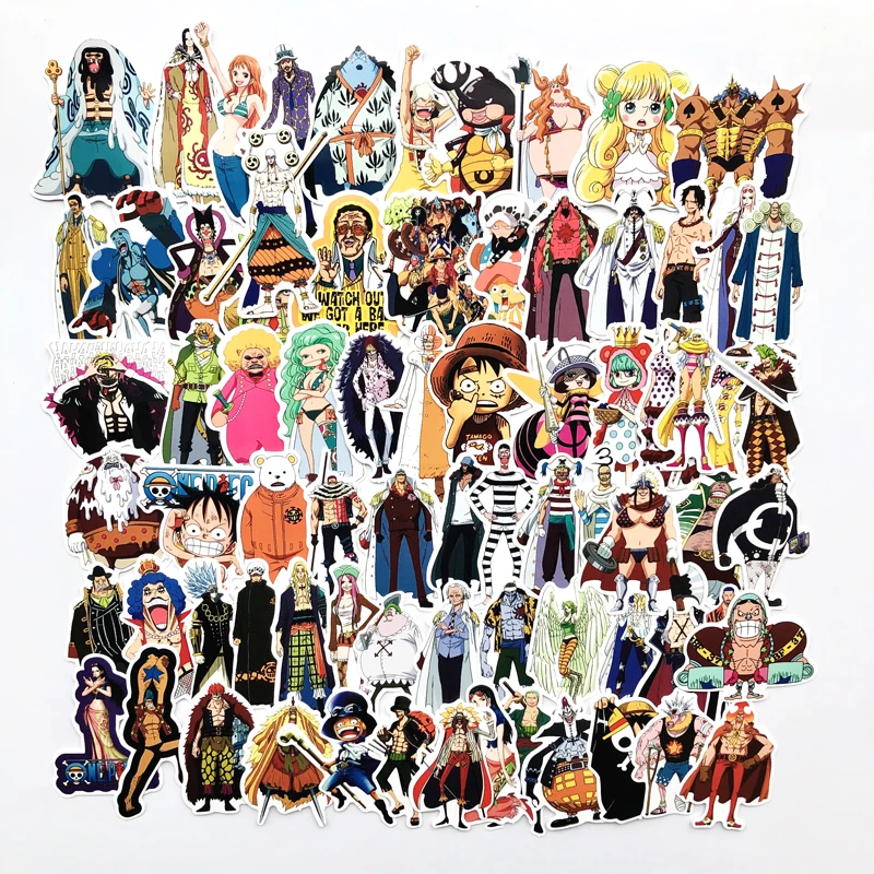 

70 Pcs/Lot Anime ONE PIECE Luffy Stickers For Car Laptop PVC Backpack Home Decal Pad Bicycle PS4 suitcase waterproof Decal
