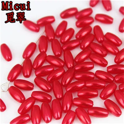 Micui 200pcs/lot 4*8mm Oval Shape Imitation Pearls Beads Crafts Decoration for DIY Bracelets Necklaces clothing Making MC539 - Цвет: Red