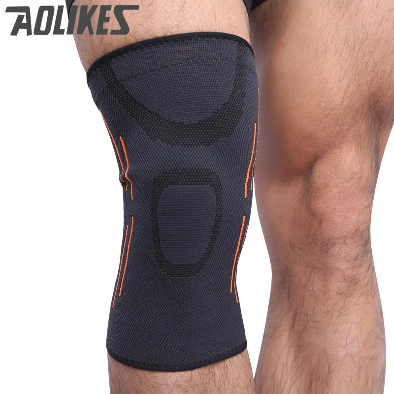 Aolikes 1 قطع عالية الجودة 3D النسيج تنفس مرونة كرة السلة دعامة الركبة كرة الريشة تشغيل في الهواء الطلق الرياضة دعم الركبة