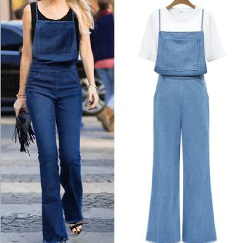 denim jumpsuit with boots