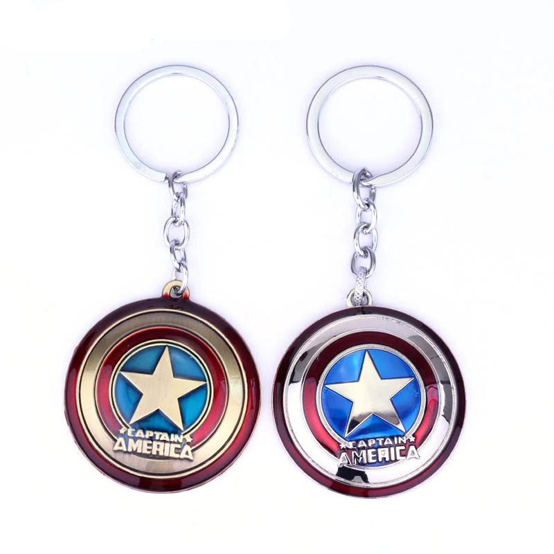 

Marvel Avengers Keychains Captain America Shield Comics Super Hero Key Chain Purse Bag Buckle Accessories Gift Key Ring