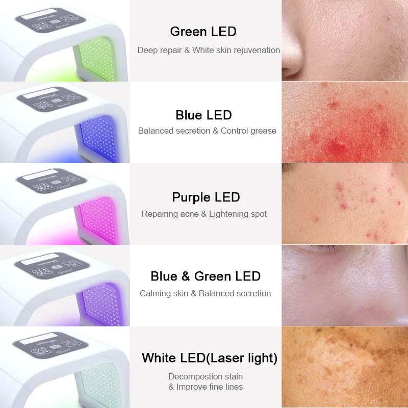  5 Color PDT LED Light Skin Care Rejuvenation Photon Machine For Skin Rejuvenation Acne Remover Anti - 32999503329