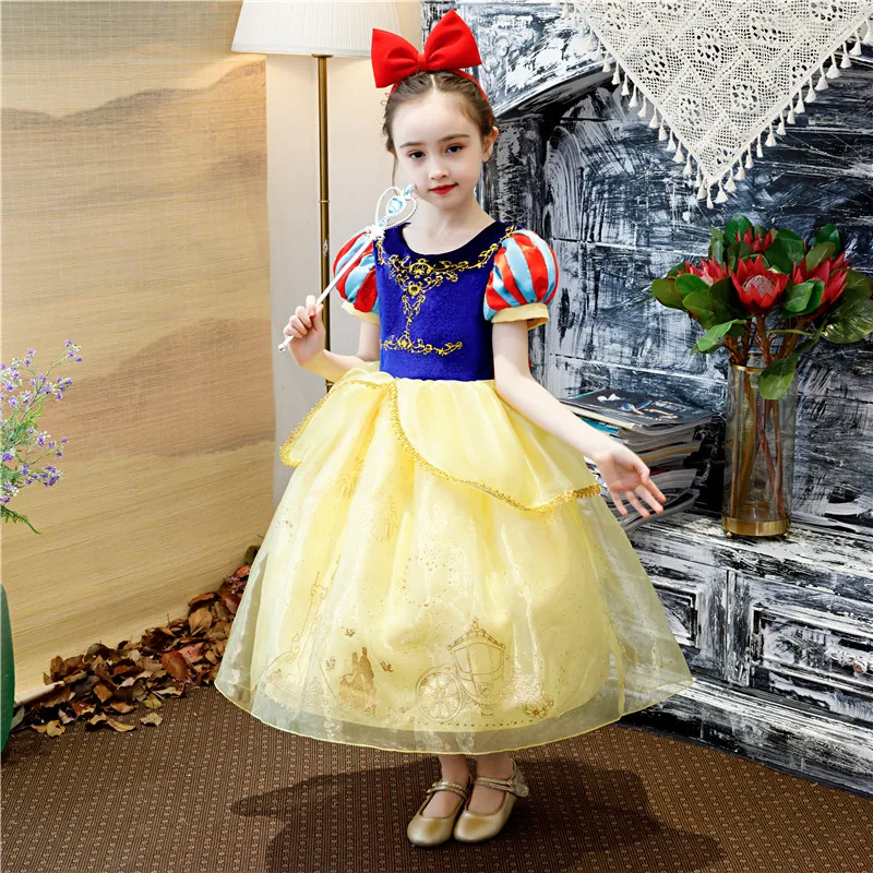 Для девочек Белоснежка Принцесса платье Дети Хэллоуин Косплей Костюм Рождественская Вечеринка бальное платье подарок для детей