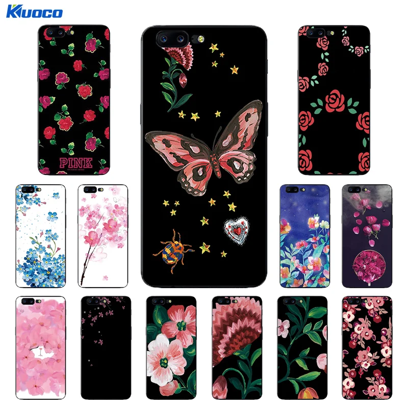 For OnePlus 5 Soft TPU Shell One Plus 3 3T Phone Case DIY Custom 5.5 Inch 2 Fundas Retro Flowers Printing Coque |