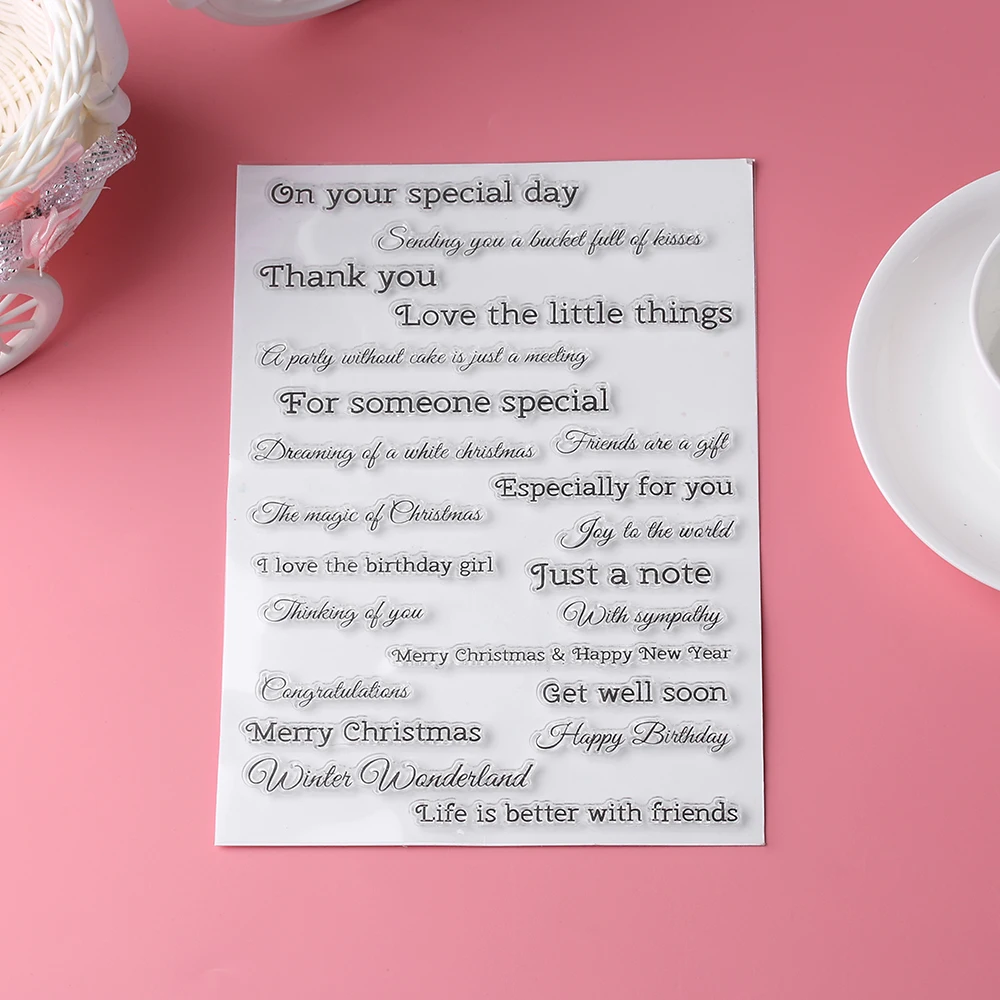 

15*21cm Clear Stamp Scrapbooking Stamp Wish Letters Greeting Happy Birthday Album Card Embossing Roller Transparent Stamp