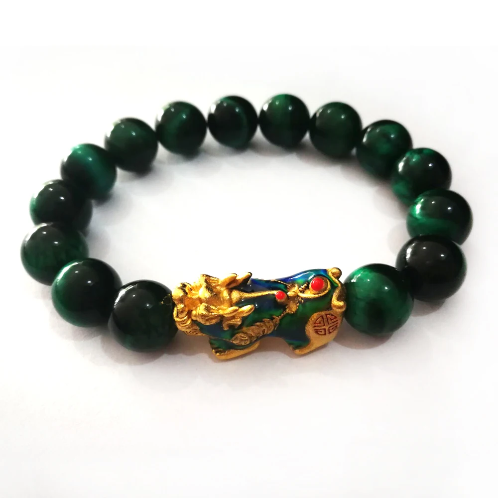CHINESE Cat Tiger JADE Bead Dragon Pi Xiu Coin Bangle Feng Shui Bracelet