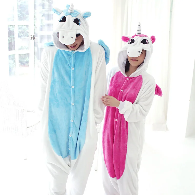 Free shipping New Flannel Unicorn Cartoon Cosplay Adult Unisex Homewear Cute Onesie for adults animal Women pajama unicornio