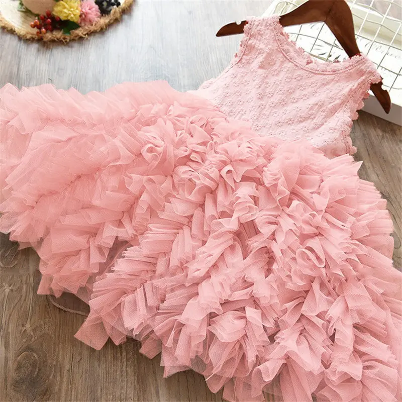 Hot Pink Одежда для маленьких девочек от 3 до 8 лет Детские летние вечерние бальные платья принцессы с цветочным рисунком, Детские платья для девочек, одежда vestido infantil - Цвет: Hot Pink