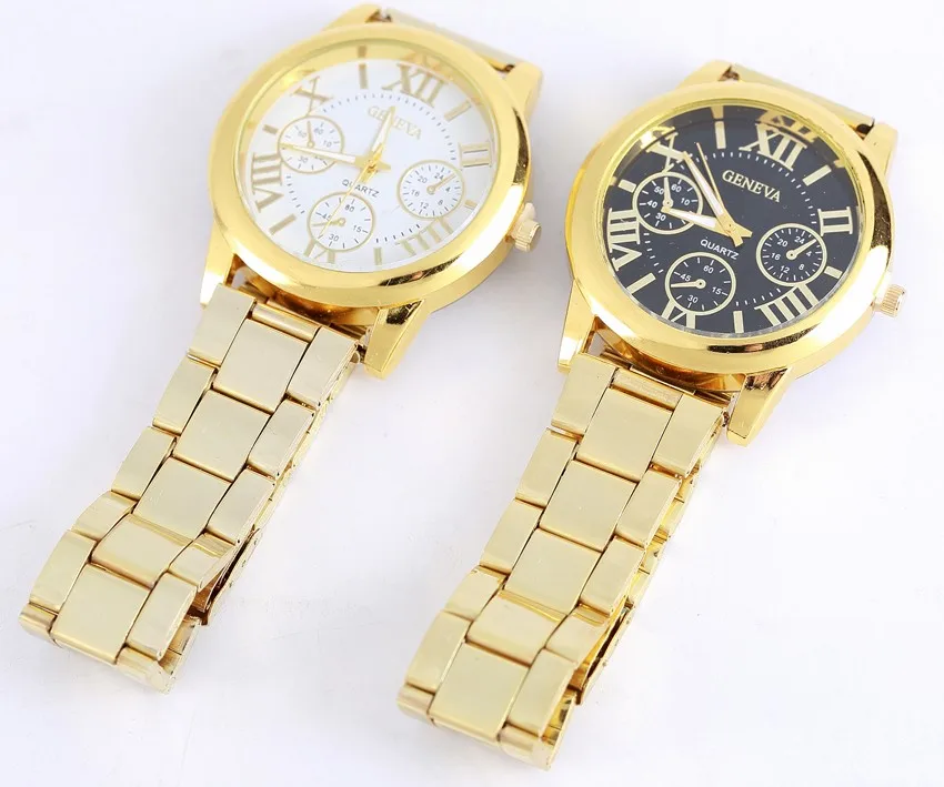 Модные женские часы Geneva роскошные золотые часы из нержавеющей стали Кварцевые Montre Femme Bayan Kol Saat Reloj Mujer